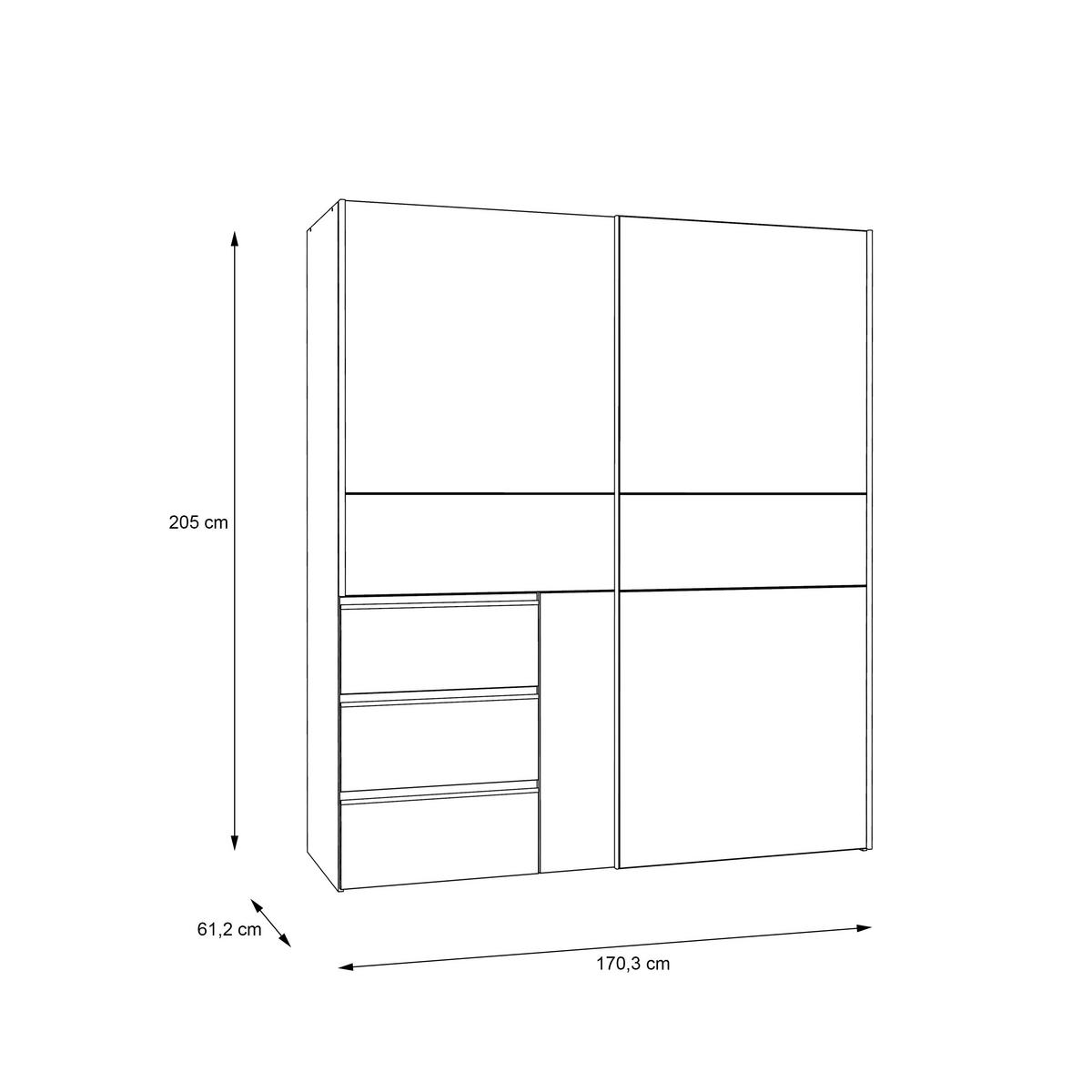 ORMAR S KLIZNIM VRATIMA hrast Sonoma   - hrast Sonoma/boje aluminija, Konvencionalno, drvni materijal/metal (170/200/61cm) - Carryhome