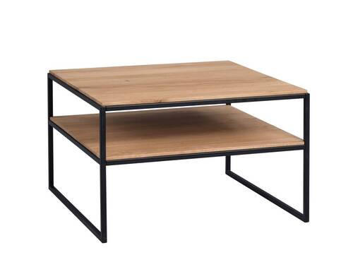 COUCHTISCH Couchtisch Wildeiche massiv 65/65/45 cm rechteckig Schwarz, Wildeiche  - Wildeiche/Schwarz, Natur, Holz/Metall (65/65/45cm) - Livetastic