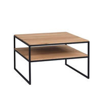 COUCHTISCH Couchtisch Wildeiche massiv 65/65/45 cm rechteckig Schwarz, Wildeiche  - Wildeiche/Schwarz, Natur, Holz/Metall (65/65/45cm) - Livetastic