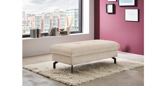 HOCKER in Textil Beige - Beige/Schwarz, Design, Textil/Metall (132/45/68cm) - Carryhome