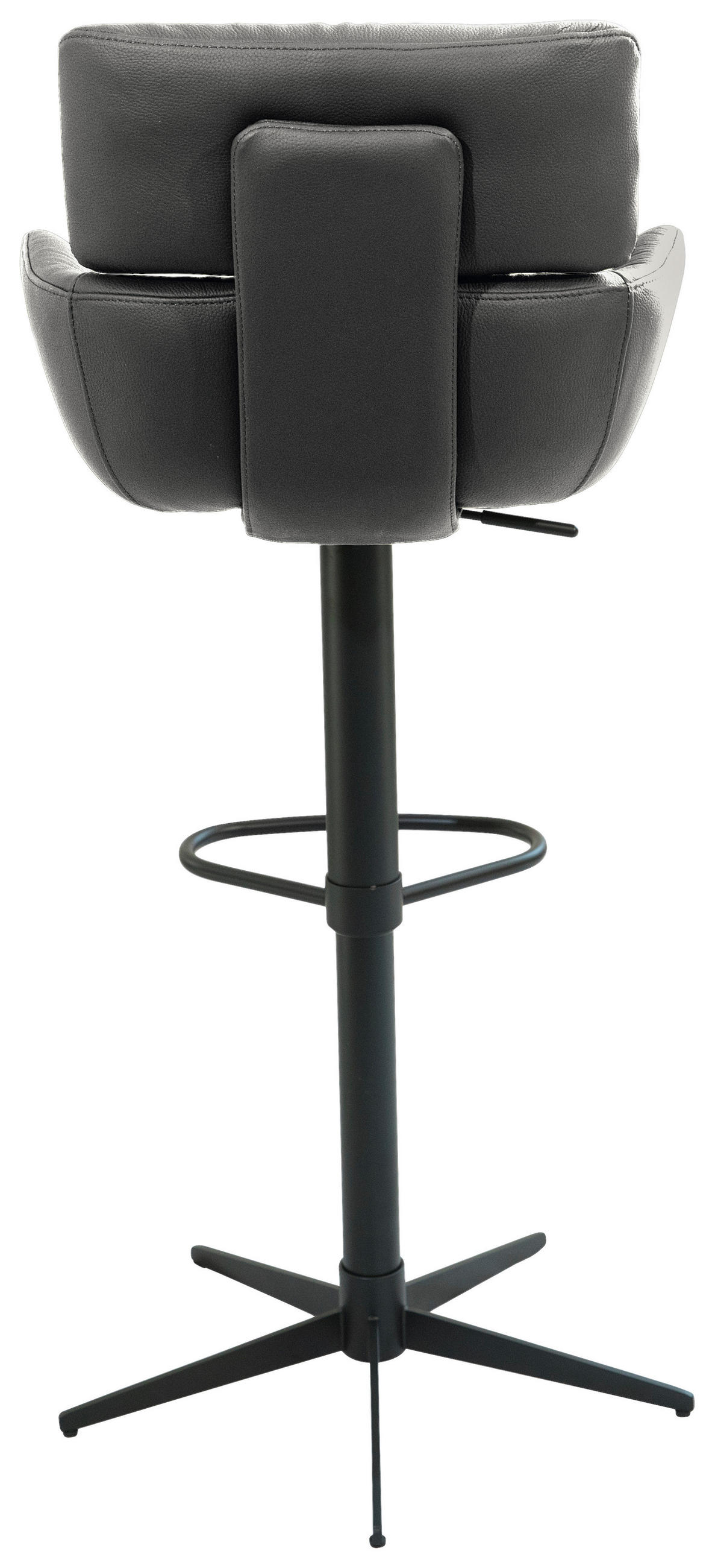 BARHOCKER in Metall, Leder Schwarz  - Schwarz, Design, Leder/Metall (54/105/53cm) - Dieter Knoll