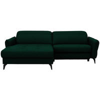 ECKSOFA MANTA Waldgrün Flachgewebe Bettkasten, Rücken echt, Relaxfunktion, Kopfteilverstellung  - Waldgrün/Schwarz, Design, Textil/Metall (175/246cm) - Celina