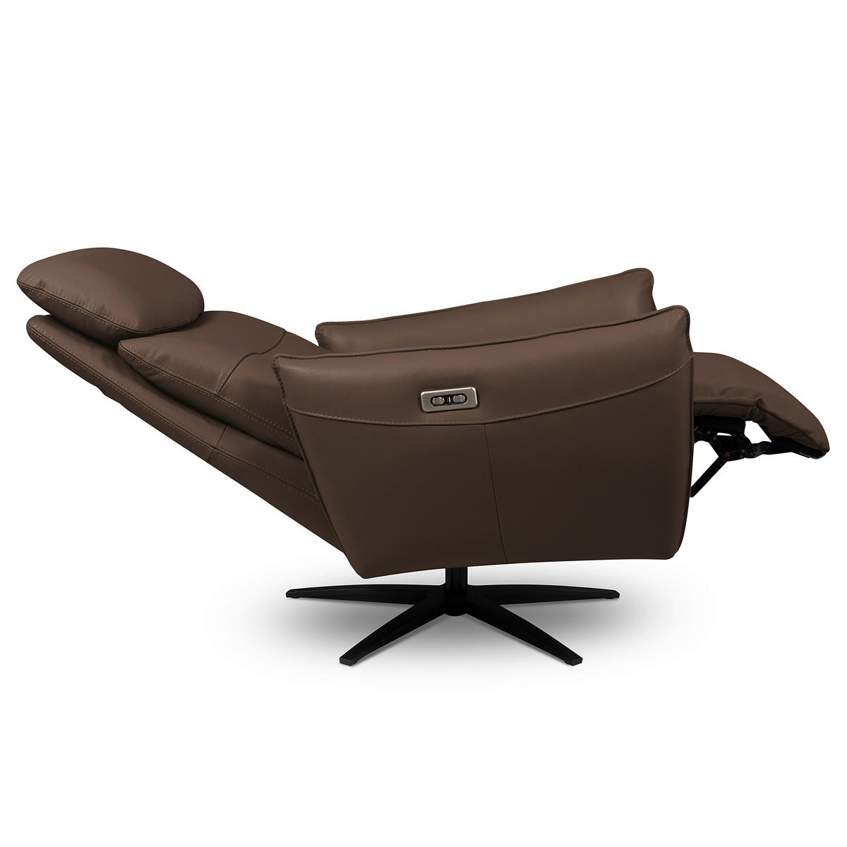 RELAXSESSEL Leder Braun  - Schwarz/Braun, Design, Leder/Metall (77/107/88cm) - Livetastic