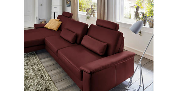ECKSOFA in Echtleder Brombeere 176/334 cm - Brombeere/Schwarz, Design, Leder/Metall (176/334cm) - Dieter Knoll