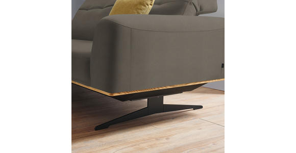 2-SITZER-SOFA in Leder Graubraun  - Graubraun/Schwarz, Design, Leder/Holz (174/76-97/102cm) - Novel