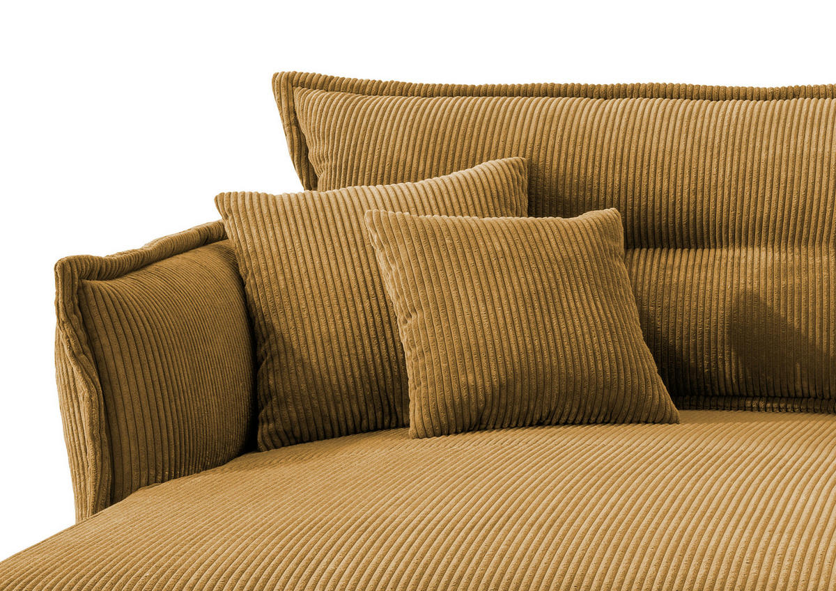ECKSOFA in Cord Goldfarben  - Goldfarben/Schwarz, Modern, Textil/Metall (180/255cm) - Livetastic