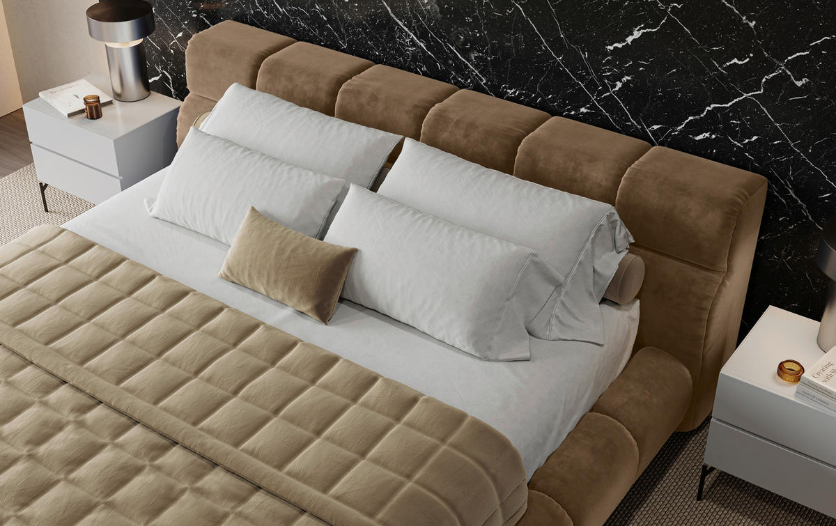 POLSTERBETT 200/200 cm,  in Schlammfarben,  - Schlammfarben/Schwarz, Design, Textil/Metall (200/200cm) - Belluti