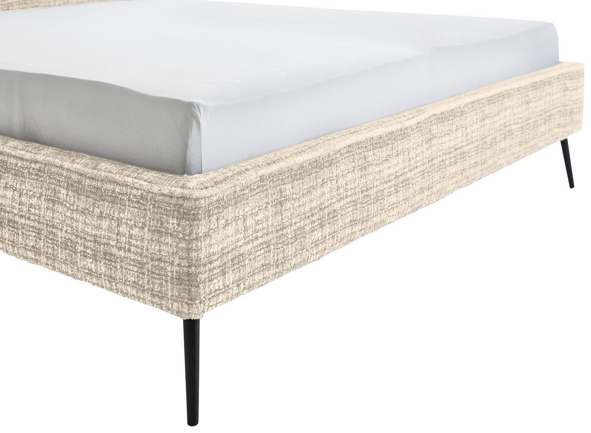 POLSTERBETT 180/200 cm  in Beige  - Beige/Schwarz, Modern, Textil/Metall (180/200cm) - Livetastic