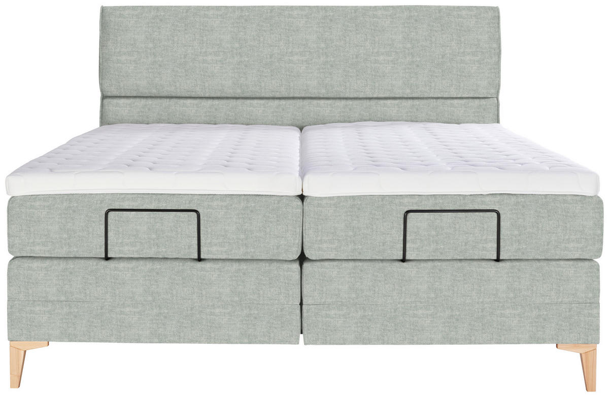 BOXSPRINGBETT 180/200 cm  in Hellgrau  - Eichefarben/Hellgrau, Konventionell, Holz/Textil (180/200cm) - Voleo