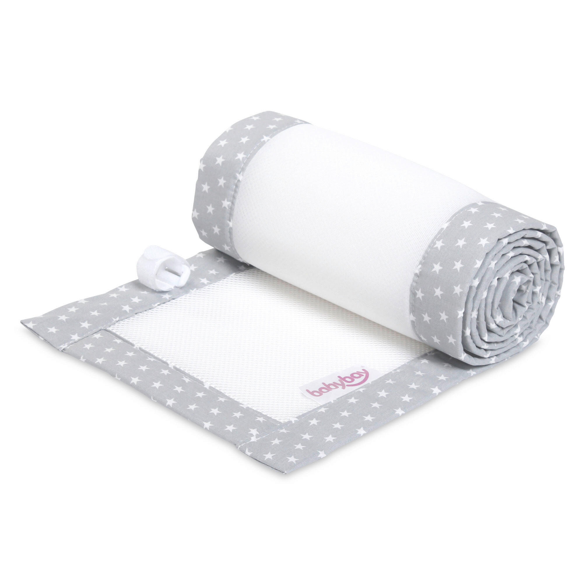 NESTCHEN babybay Nestchen 3D Mesh  - Hellgrau, Basics, Naturmaterialien (168/24/2cm) - Tobi