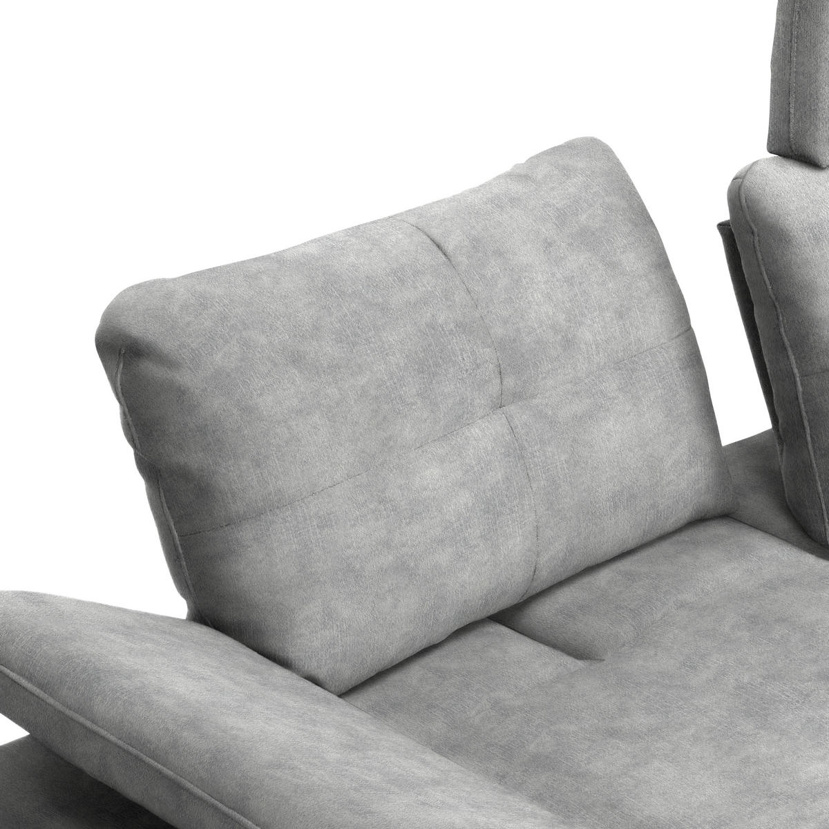 ECKSOFA in Velours Hellgrau  - Hellgrau/Schwarz, Design, Textil/Metall (301/179cm) - Chilliano