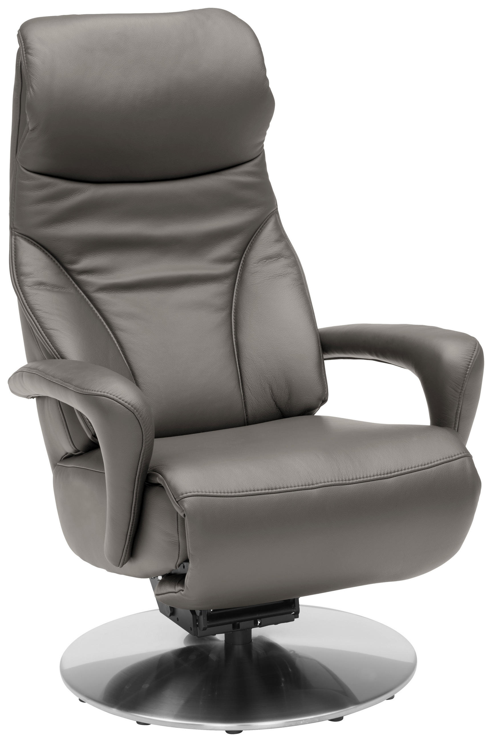 RELAXSESSEL in Leder Graubraun  - Edelstahlfarben/Graubraun, Design, Leder/Metall (75/117/88cm) - Dieter Knoll