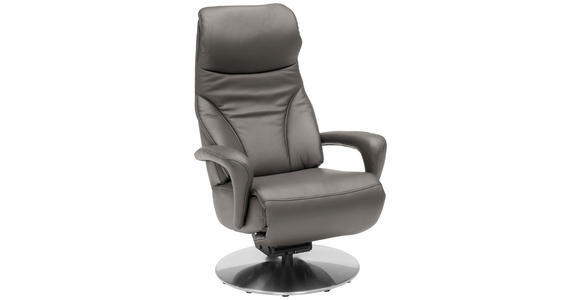 RELAXSESSEL in Leder Graubraun  - Edelstahlfarben/Graubraun, Design, Leder/Metall (75/117/88cm) - Dieter Knoll