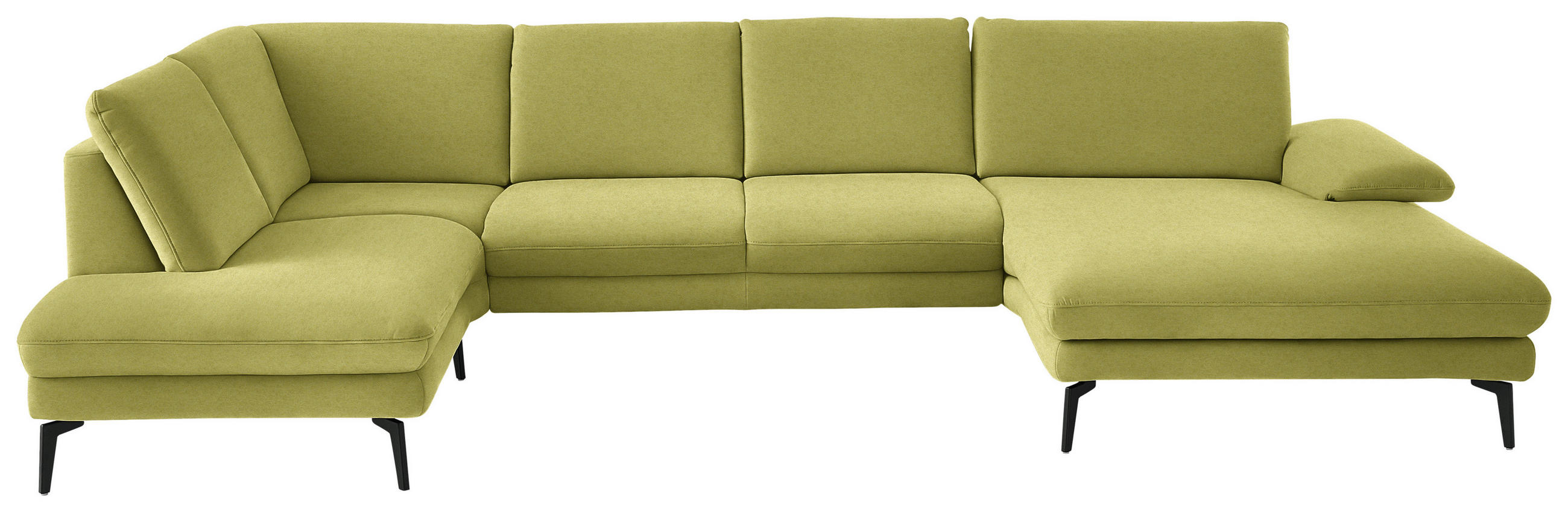 WOHNLANDSCHAFT  in Chenille, Flachgewebe Hellgrün  - Schwarz/Hellgrün, Design, Textil/Metall (208/344/180cm) - Dieter Knoll