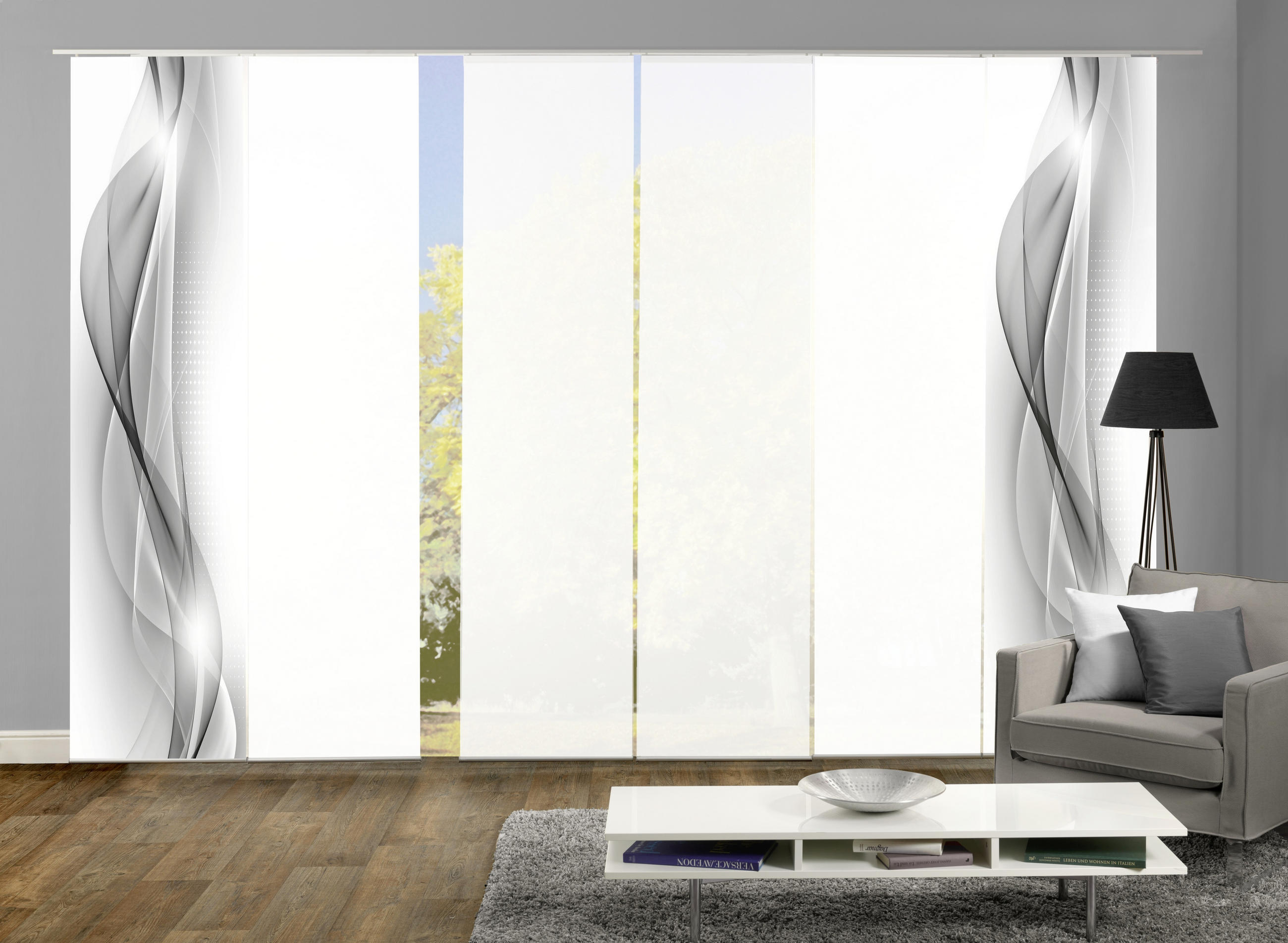 FLÄCHENVORHANG NEBLANA, 6-TLG.  6 Stück  blickdicht   60/245 cm  - Grau, Basics, Textil (60/245cm)