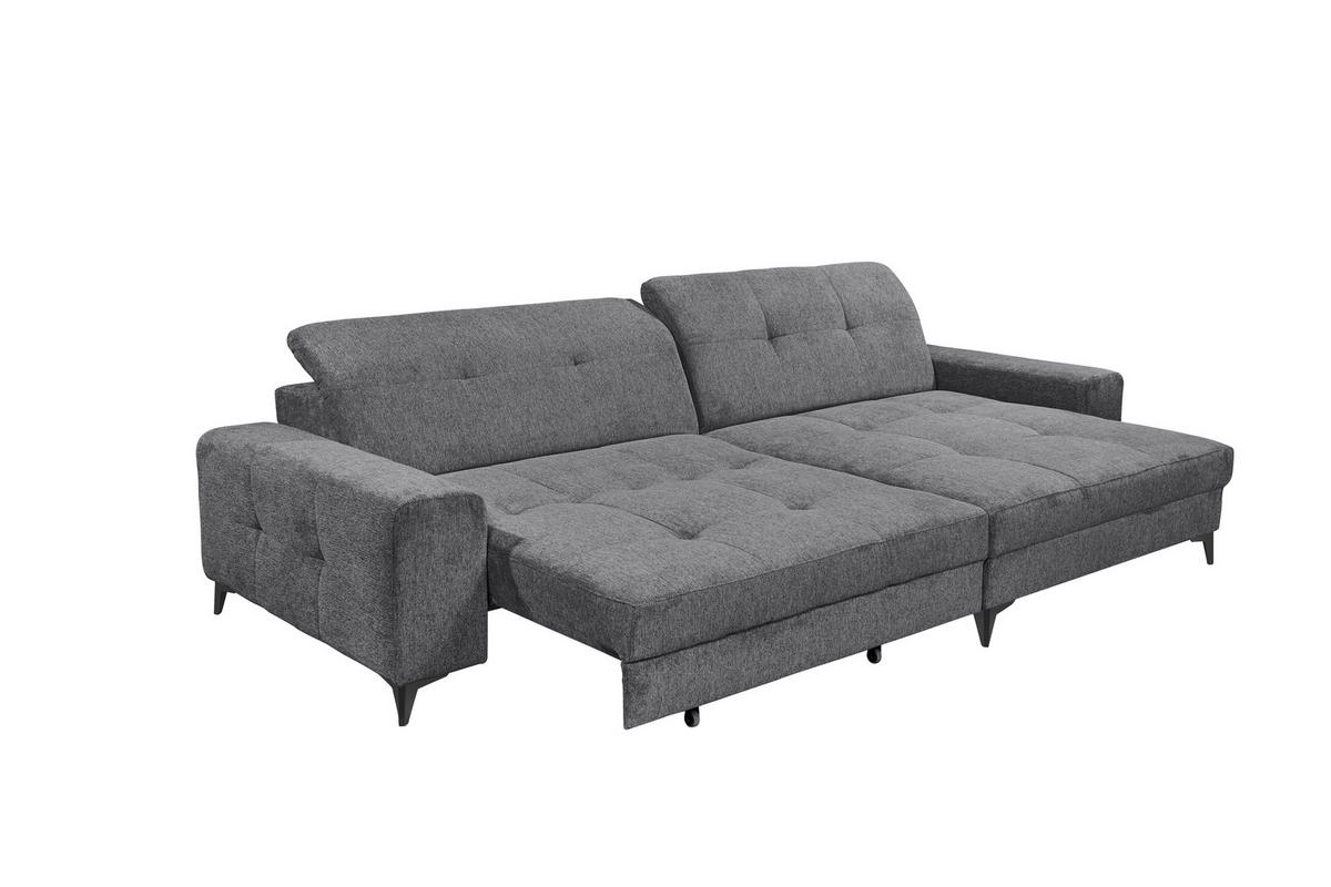 ECKSOFA Mikrovelours Anthrazit  - Anthrazit/Schwarz, Design, Kunststoff/Textil (328/182cm) - MID.YOU