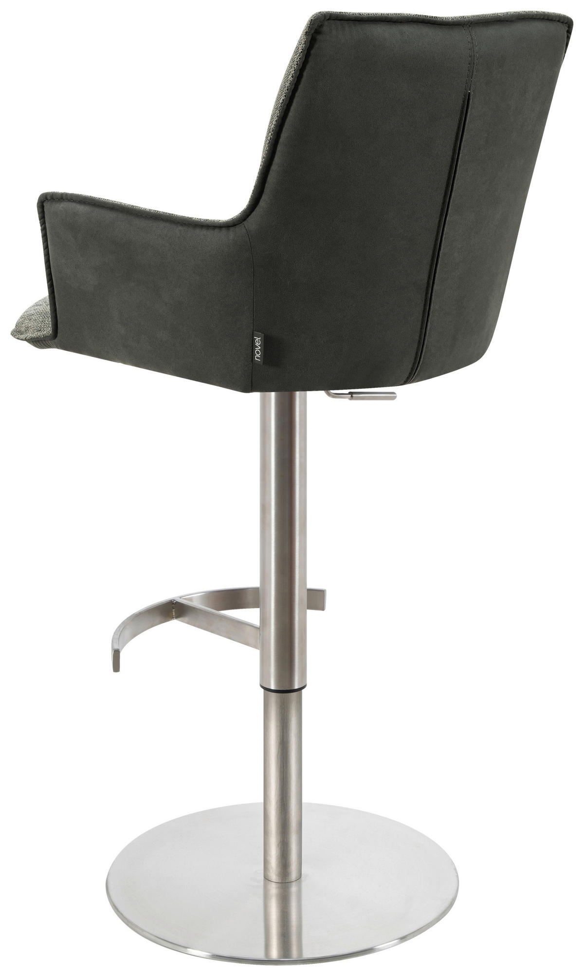 BARHOCKER in Grau, Schwarz, Edelstahlfarben  - Chromfarben/Edelstahlfarben, Design, Textil/Metall (56/100/56cm) - Novel