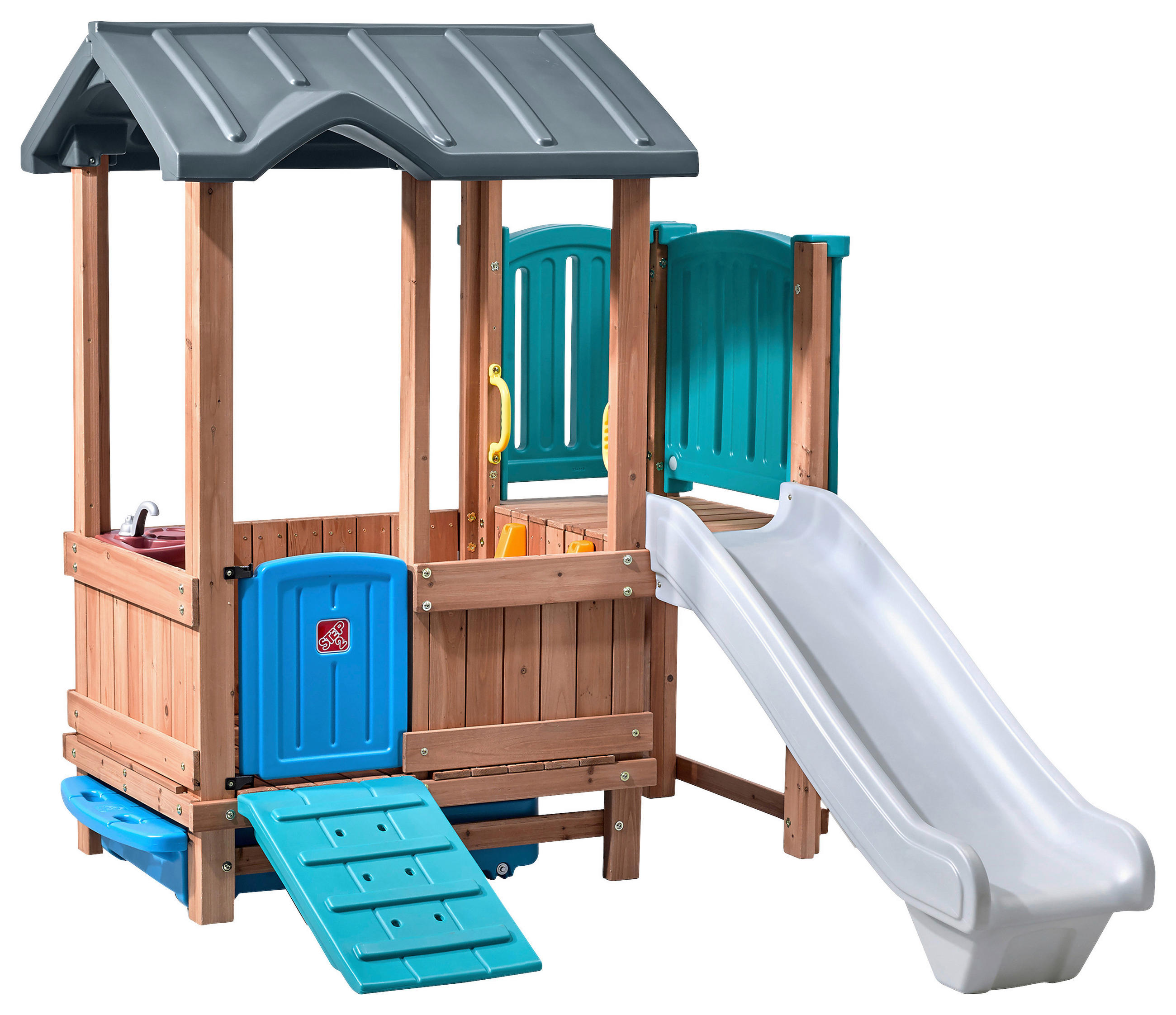 SPIELHAUS  - Blau/Braun, KONVENTIONELL, Holz/Kunststoff (165,7/185/214cm) - Ambia Garden