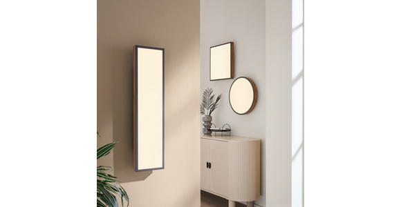LED-DECKENLEUCHTE Ludwig 45/45/7,6 cm  - Opal/Graphitfarben, Natur, Holzwerkstoff/Kunststoff (45/45/7,6cm) - Novel