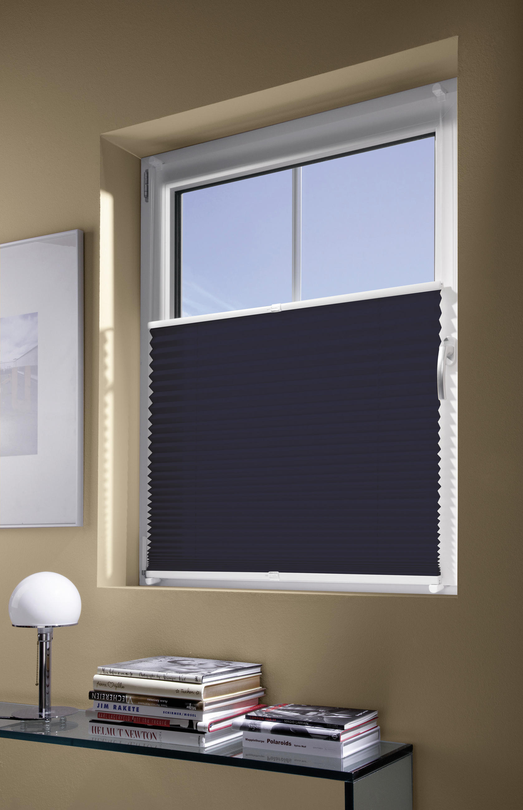 PLISSEE halbtransparent 80/130 cm - Dunkelblau, Basics, Textil (80/130cm)