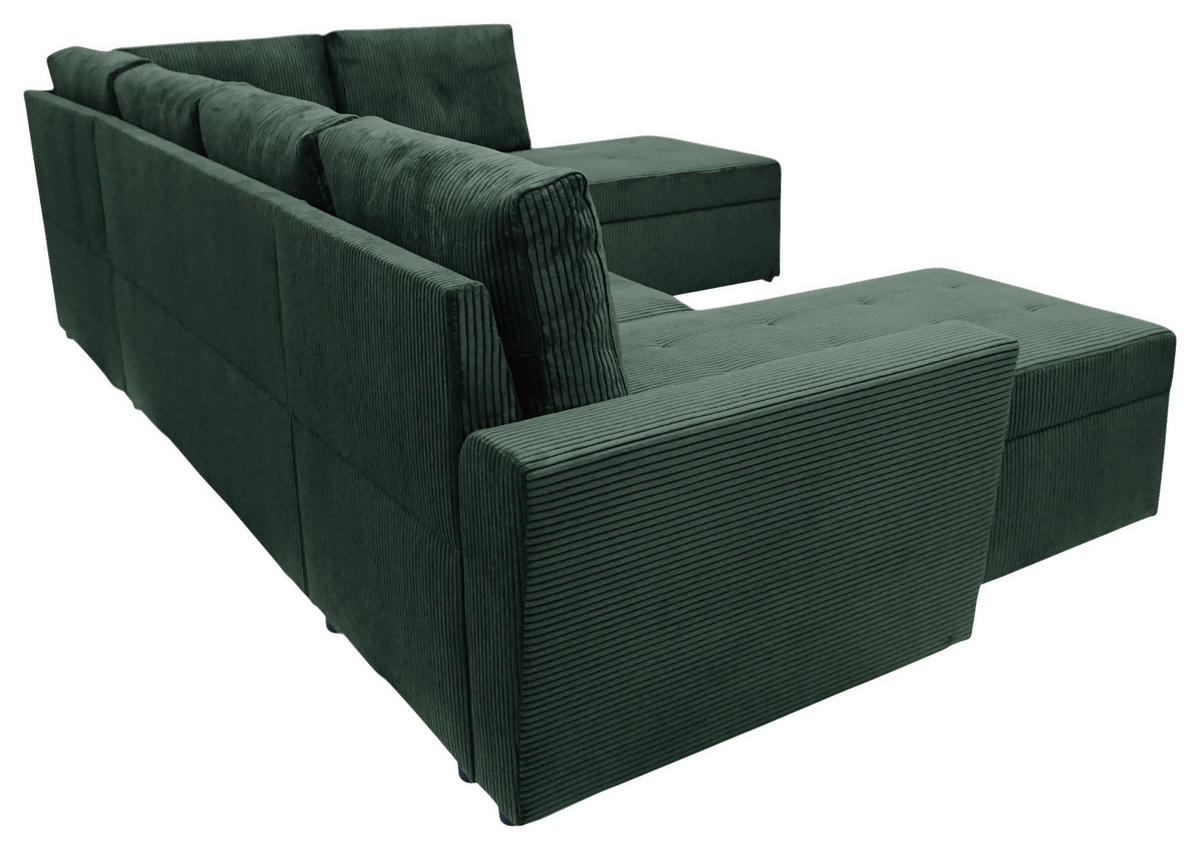 WOHNLANDSCHAFT TERMOLI Dunkelgrün Cord  - Dunkelgrün/Schwarz, Design, Kunststoff/Textil (155/297/212cm) - MID.YOU