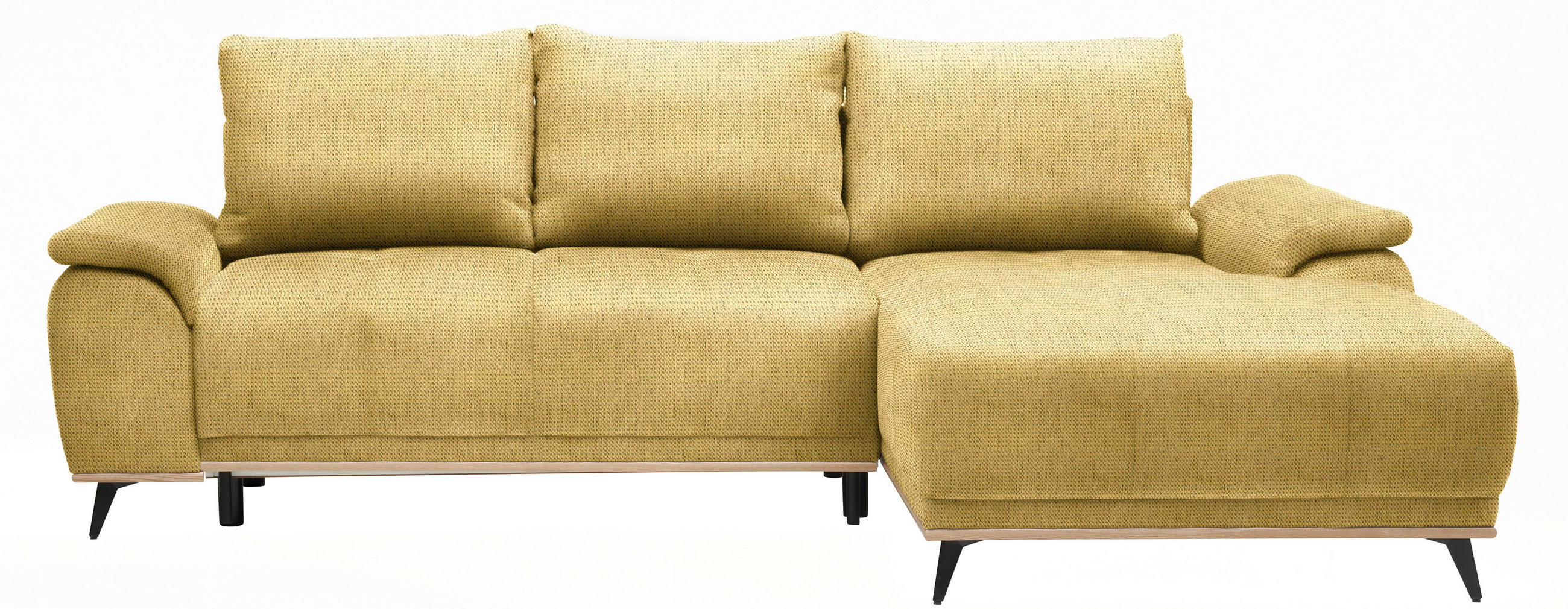 ECKSOFA in Chenille Goldfarben  - Goldfarben/Schwarz, MODERN, Textil/Metall (262/168cm) - home24