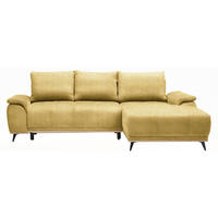 ECKSOFA in Chenille Goldfarben  - Goldfarben/Schwarz, MODERN, Textil/Metall (262/168cm) - home24