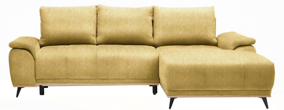 ECKSOFA in Chenille Goldfarben  - Goldfarben/Schwarz, MODERN, Textil/Metall (262/168cm) - home24