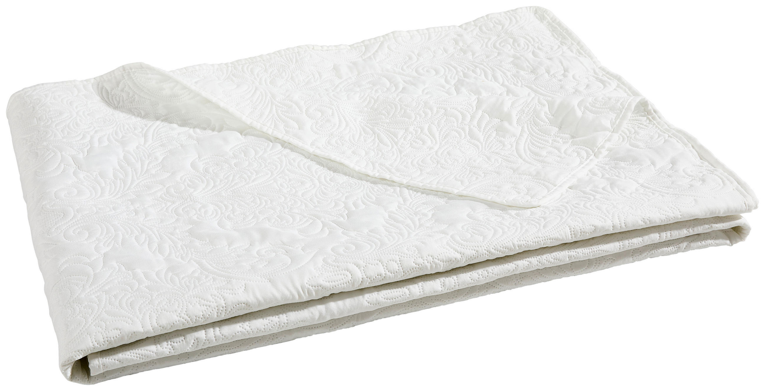 PŘEHOZ NA POSTEL, polyester, 220/240 cm - bílá/jadeitově zelená, textil (220/240cm) - Novel