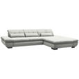 ECKSOFA  in Flachgewebe Weiß  341/204 cm  - Schwarz/Weiß, Design, Textil/Metall (341/204cm) - Xora