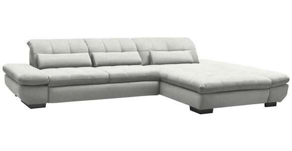 ECKSOFA  in Flachgewebe Weiß  341/204 cm  - Schwarz/Weiß, Design, Textil/Metall (341/204cm) - Xora