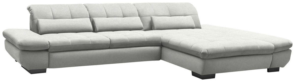 ECKSOFA  in Flachgewebe Weiß  341/204 cm  - Schwarz/Weiß, Design, Textil/Metall (341/204cm) - Xora