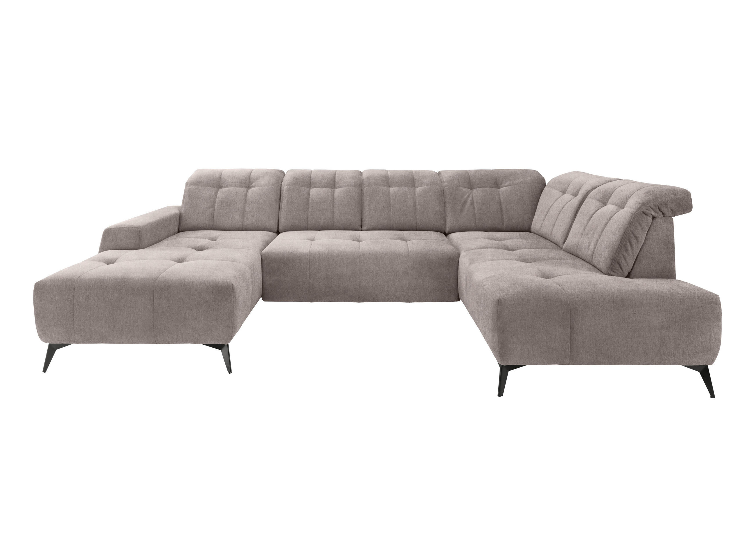 WOHNLANDSCHAFT in Mikrofaser Taupe - Taupe/Schwarz, Modern, Textil/Metall (180/337/200cm) - Livetastic