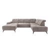 WOHNLANDSCHAFT Taupe Mikrofaser  - Taupe/Schwarz, MODERN, Textil/Metall (180/337/200cm) - Livetastic