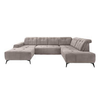 WOHNLANDSCHAFT in Mikrofaser Taupe  - Taupe/Schwarz, MODERN, Textil/Metall (180/337/200cm) - Livetastic