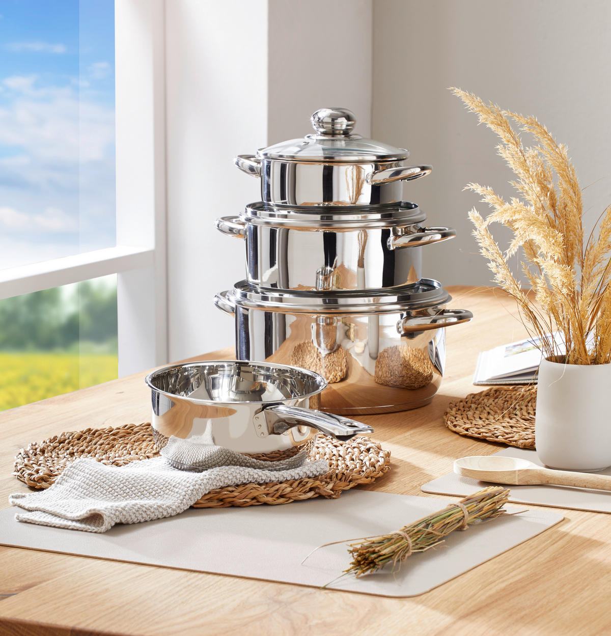 SET ŠERPI 4 dela  - prozirna/boja nerđajućeg čelika, Osnovno, staklo/metal - Boxxx