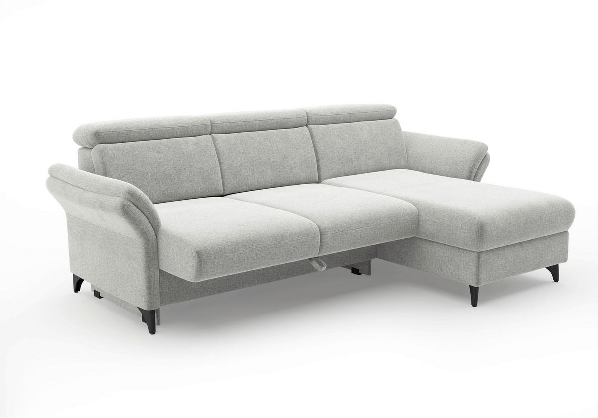 ECKSOFA Flachgewebe Hellgrau  - Hellgrau/Schwarz, Konventionell, Textil/Metall (253/166cm) - Sit & More