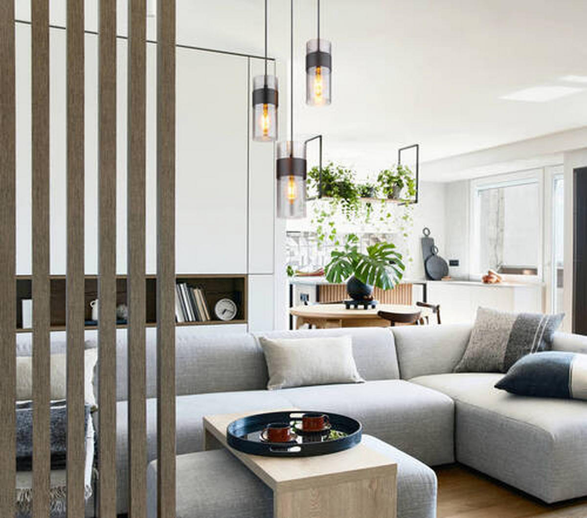FÜGGŐLÁMPA  - fekete, Design, Üveg/textil (34/150cm) - Globo