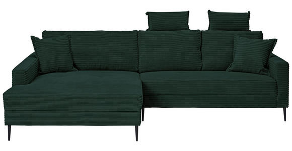 ECKSOFA  in Cord Dunkelgrün  173/276 cm  - Dunkelgrün/Schwarz, KONVENTIONELL, Textil/Metall (173/276cm) - Carryhome
