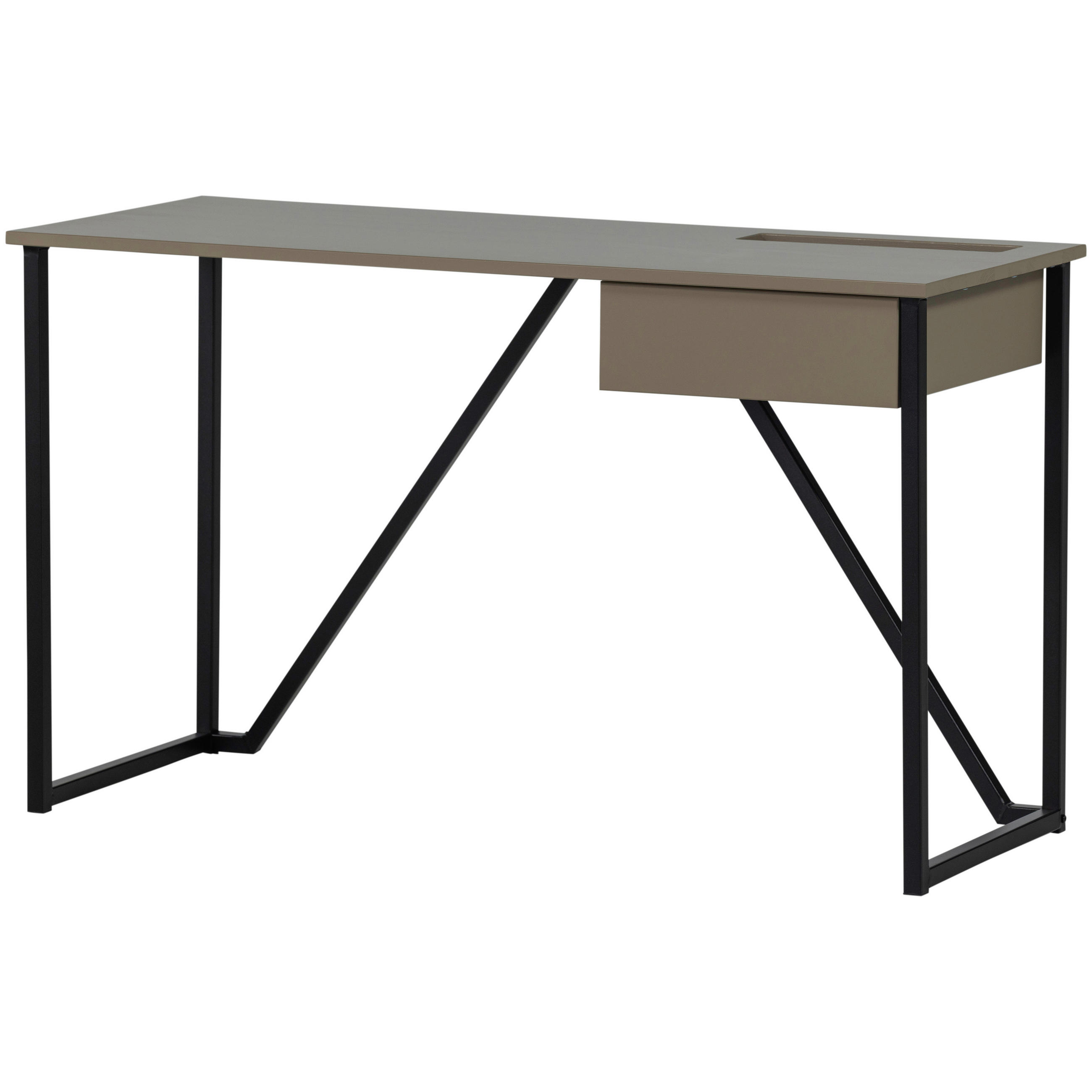 SCHREIBTISCH 126/53/75 cm  in Schlammfarben  - Schlammfarben/Schwarz, MODERN, Holz/Metall (126/53/75cm) - Livetastic