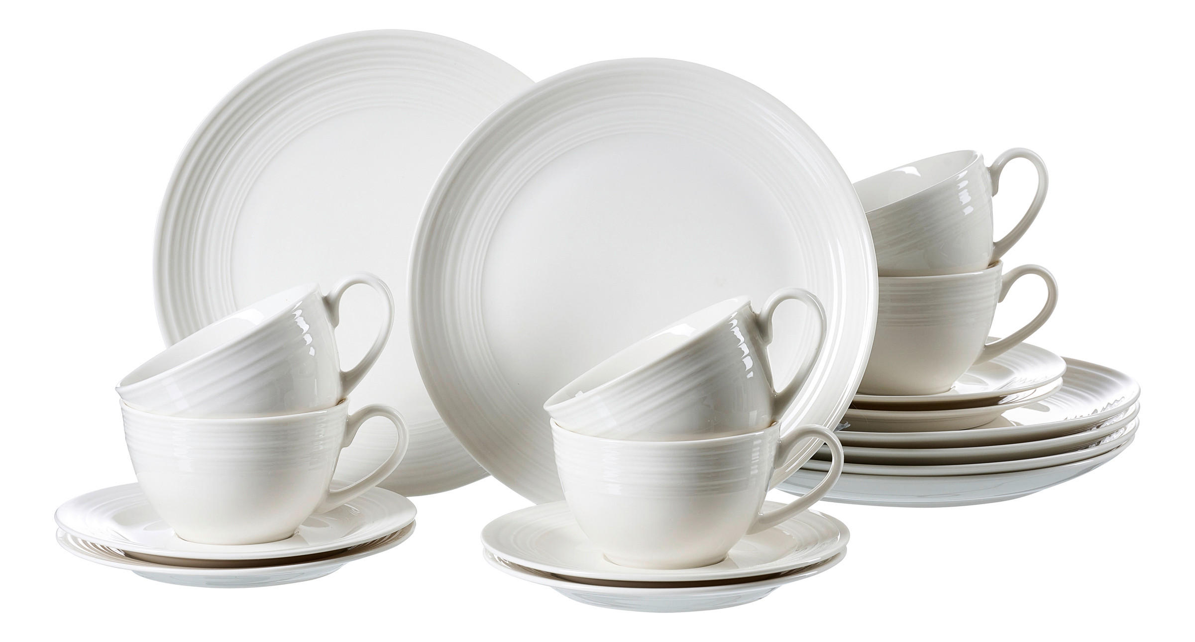 KAFFEESERVICE Weiß Levi 18-teilig  - Weiß, KONVENTIONELL, Keramik (42/13/23cm) - Ritzenhoff Breker