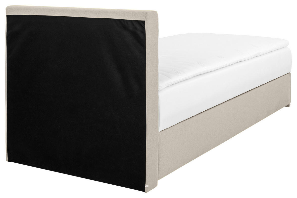 POLSTERBETT Bettkasten, Topper 100/200 cm  in Sandfarben  - Sandfarben/Chromfarben, KONVENTIONELL, Holz/Kunststoff (100/200cm) - MID.YOU