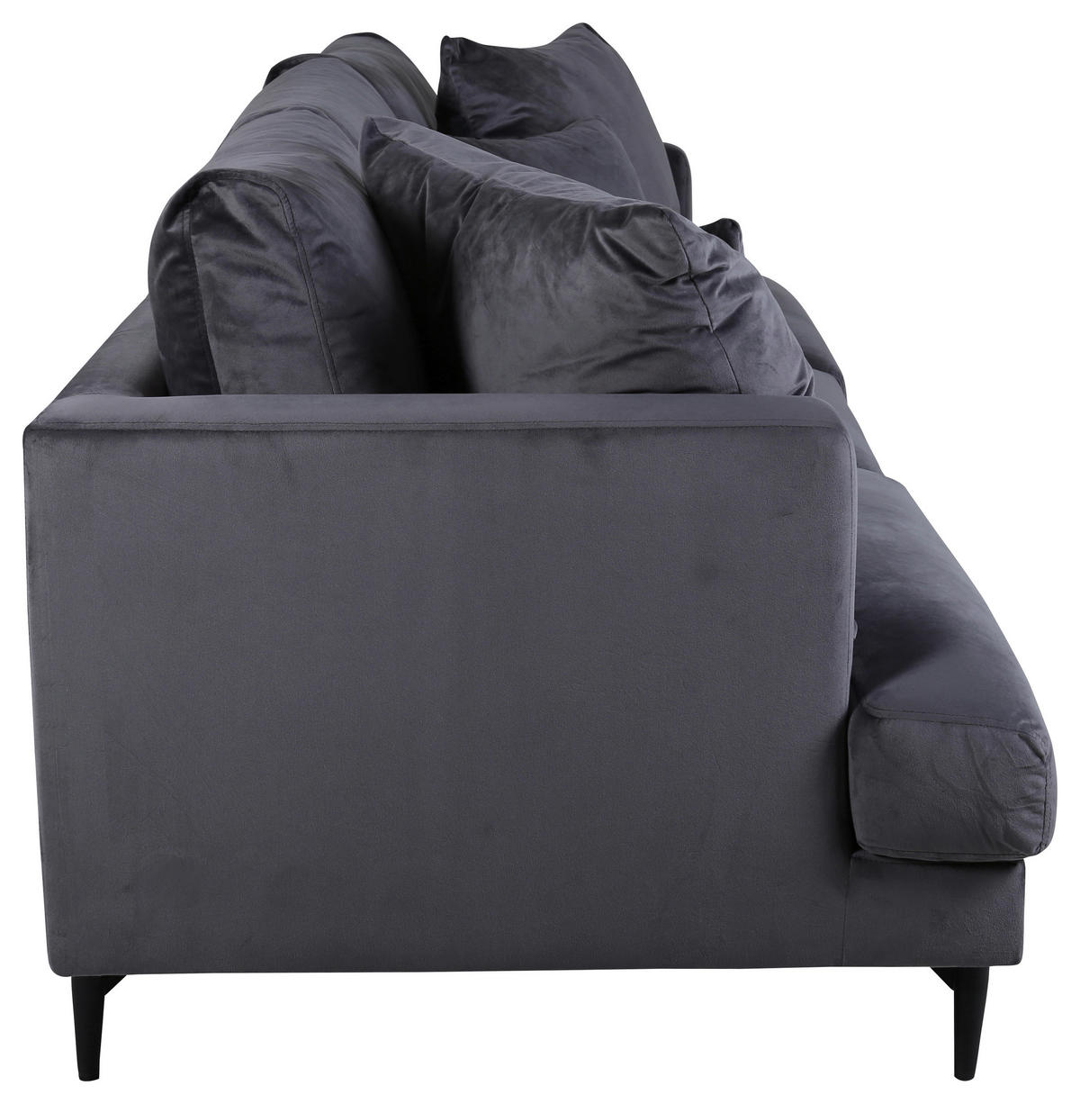 3-SITZER-SOFA in Schwarz, Dunkelgrau  - Dunkelgrau/Schwarz, Design, Kunststoff/Textil (260/86/88cm) - Livetastic