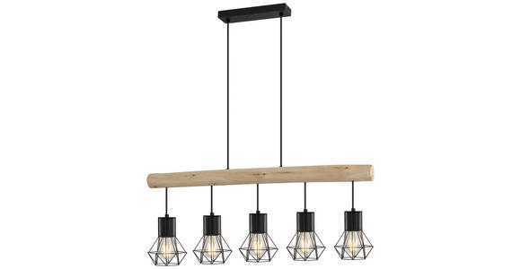 HÄNGELEUCHTE 104/13,6/140 cm - Schwarz/Naturfarben, Design, Holz/Metall (104/13,6/140cm) - Novel