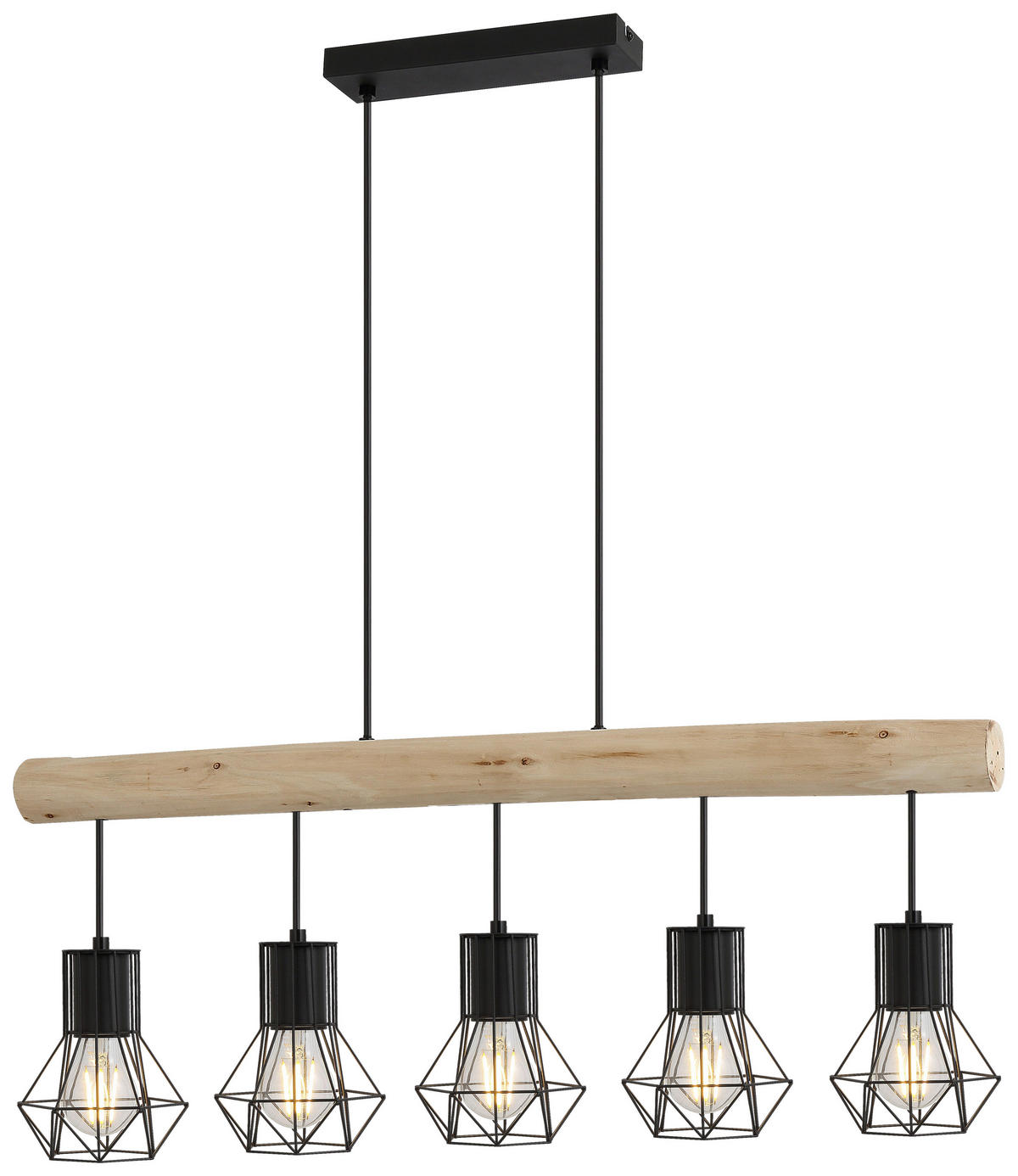 ZÁVĚSNÉ SVÍTIDLO, 104/13,6/140 cm  - černá/přírodní barvy, Design, kov/dřevo (104/13,6/140cm) - Novel