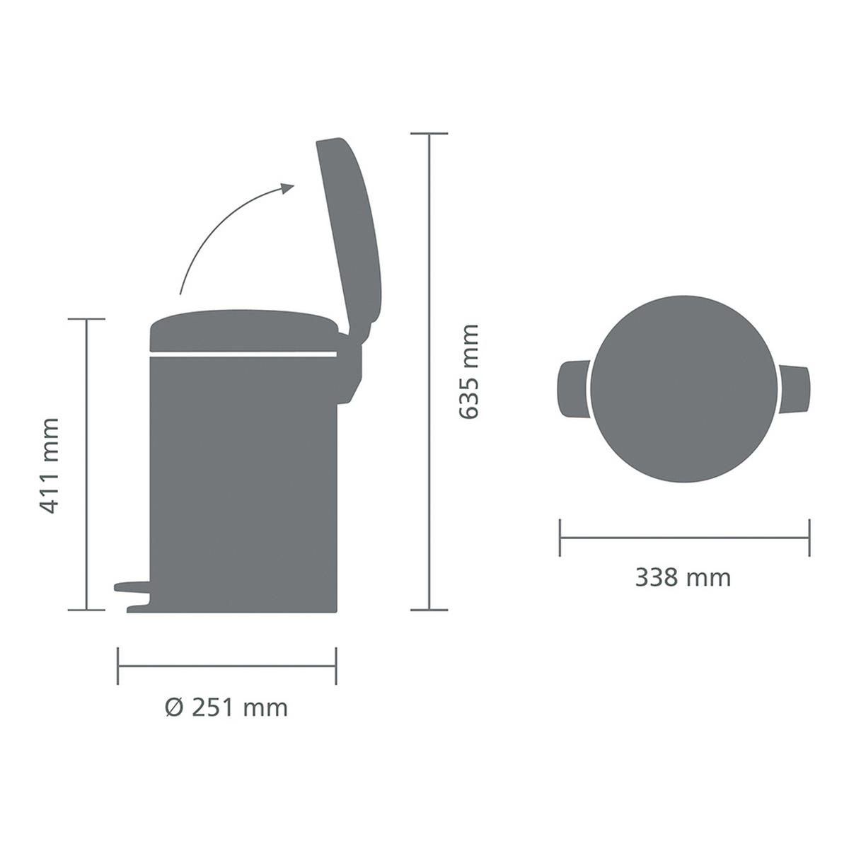 ODPADKOVÝ KOŠ  12 l - černá, Design, kov/plast (25,1/41,1/33,8cm) - Brabantia