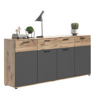 SIDEBOARD  in 200/91/40 cm  - Schwarz/Grau, KONVENTIONELL, Holzwerkstoff/Kunststoff (200/91/40cm) - MID.YOU