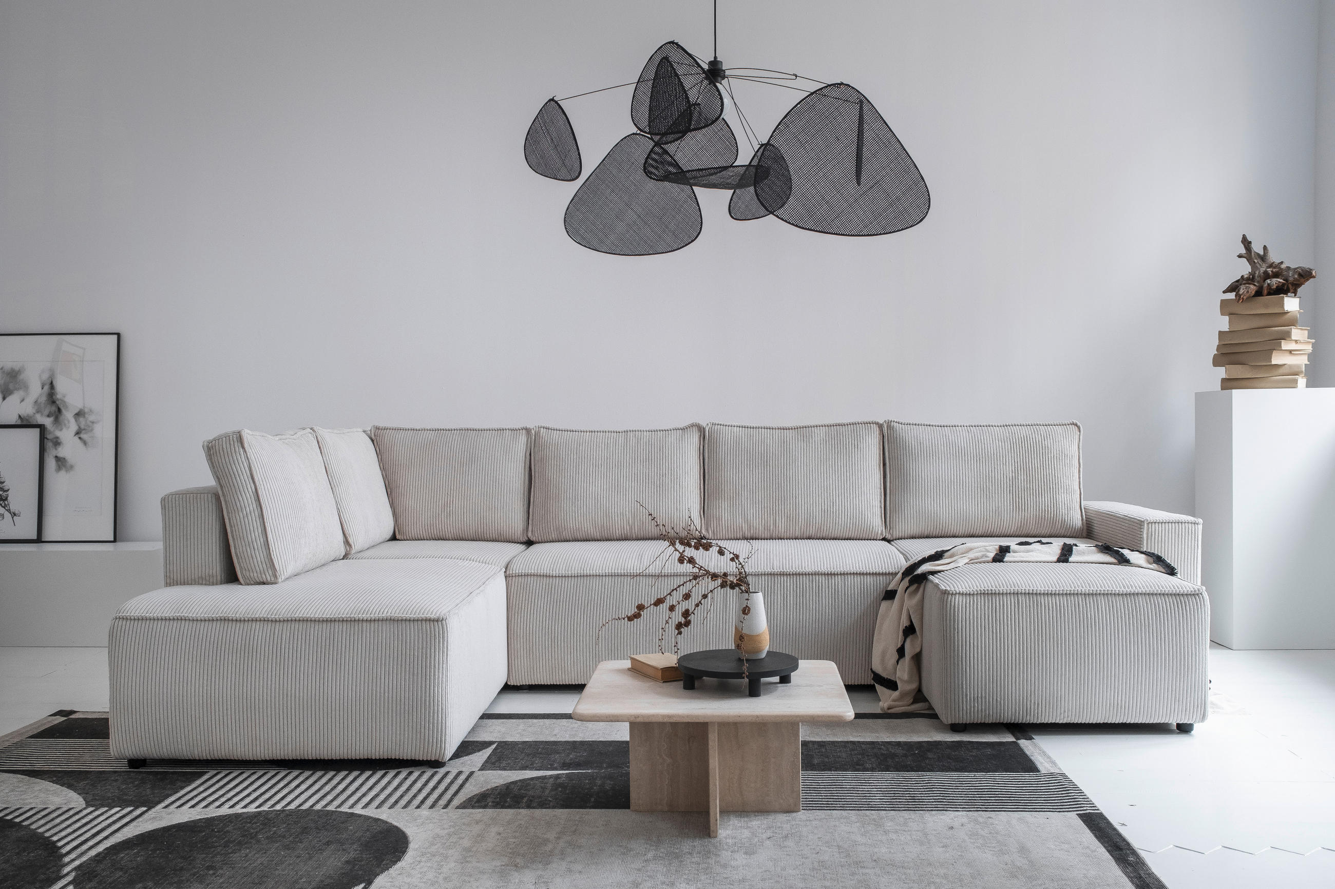 SOFFA i manchester beige  - beige/svart, Design, textil/plast (194/322/156cm) - MID.YOU