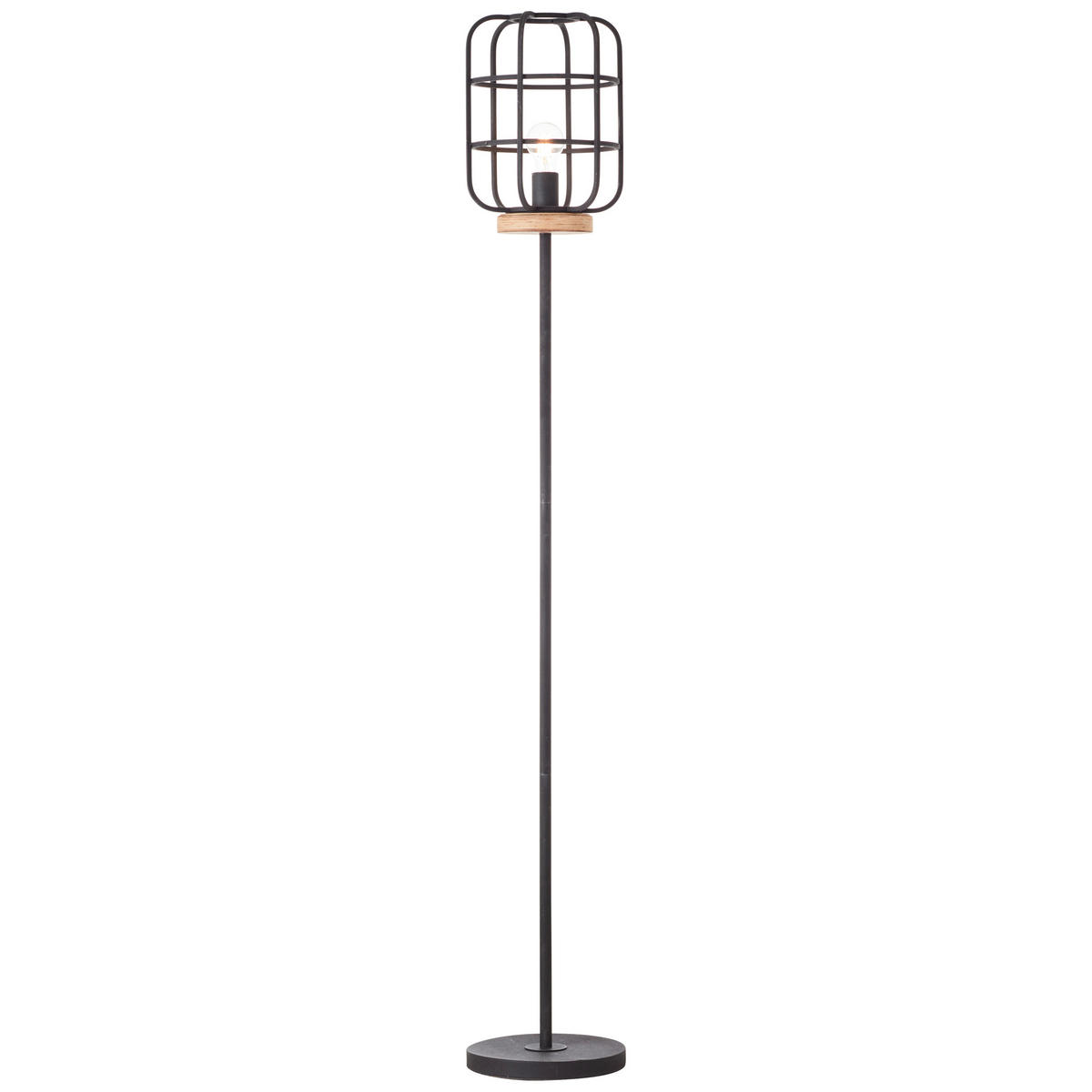 STEHLEUCHTE 25/163 cm    - Schwarz/Braun, KONVENTIONELL, Holz/Metall (25/163cm) - Brilliant