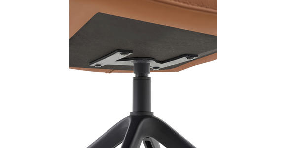 ARMLEHNSTUHL in Aluminium, Eisen Echtleder pigmentiert - Cognac/Schwarz, Design, Leder/Metall (65/92/67,5cm) - Novel